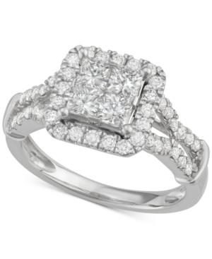 Diamond Quad Halo Engagement Ring (1-1/2 Ct. T.w.) In 14k White Gold