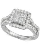 Diamond Quad Halo Engagement Ring (1-1/2 Ct. T.w.) In 14k White Gold