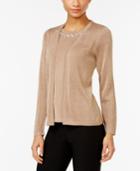 Ny Collection Petite Metallic Layered-look Sweater