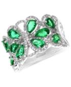 Brasilica By Effy Emerald (2-1/5 Ct. T.w.) And Diamond (1/2 Ct. T.w.) Flower Ring In 14k White Gold