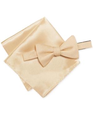Alfani Men's Yellow Bow Tie & Pocket Square Set, Only At Macy's
