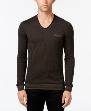 Hugo Boss Orange Men's Kerpen Stripe V-neck Sweater
