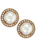 Kate Spade New York Gold-tone Pave & Imitation Pearl Button Earrings