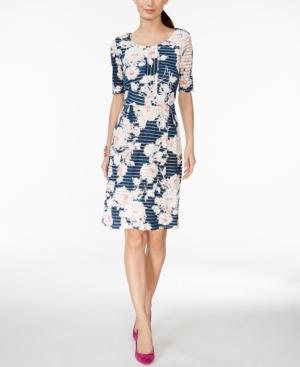 Ny Collection Printed Illusion-stripe A-line Dress