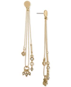 Rachel Rachel Roy Gold-tone Pave Charm Linear Drop Earrings