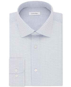 Calvin Klein Men's Steel Classic/regular Fit Non-iron Performance Blue Print Dress Shirt