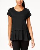 Style & Co Layered-look Peplum T-shirt, Created For Macy's