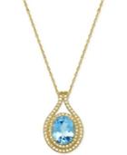 Blue Topaz (3-1/3 Ct. T.w.) And Diamond (3/8 Ct. T.w.) Pendant Necklace In 14k Gold