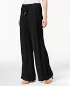 Inc International Concepts Petite Gauze Crochet-trim Wide-leg Pants, Only At Macy's