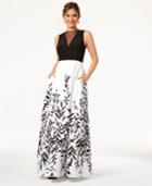 Morgan & Company Juniors' Illusion Printed & Solid Gown