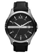 Ax Armani Exchange Watch, Men's Black Leather Strap 46mm Ax2101