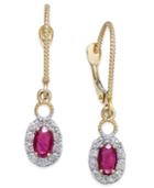 Ruby (3/4 Ct. T.w.) And Diamond (1/5 Ct. T.w.) Drop Earrings In 14k Gold