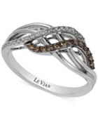 Le Vian White And Chocolate Diamond Swirl Ring In 14k White Gold (1/5 Ct. T.w.)