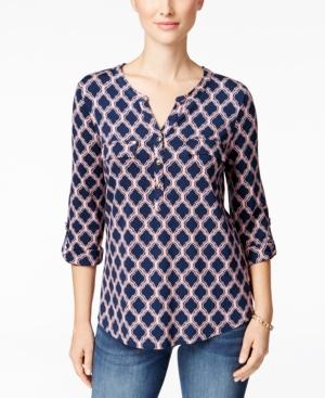Charter Club Iconic-print Henley Top, Only At Macy's