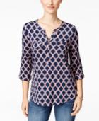 Charter Club Iconic-print Henley Top, Only At Macy's