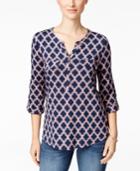 Charter Club Iconic-print Henley Top, Only At Macy's