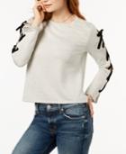 Bar Iii Lace-up-sleeve Sweatshirt, Created For Macy's