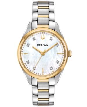 Bulova Women's Sutton Diamond-accent Two-tone Stainless Steel Bracelet Watch 32.5mm