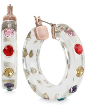 Betsey Johnson Copper-tone Crystal Studded Lucite Hoop Earrings