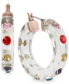 Betsey Johnson Copper-tone Crystal Studded Lucite Hoop Earrings