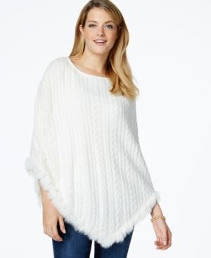 Charter Club Faux-fur-trim Poncho, Only At Macy's