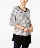 Style & Co. Plaid Jacquard Two-for Top, Only At Macy's