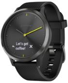Garmin Unisex Vivomove Hr Black Silicone Strap Hybrid Smart Watch 43mm