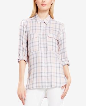 Vince Camuto High-low Plaid Utility Shirt