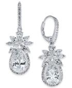 Danori Silver-tone Crystal Flower Drop Earrings, Created For Macy's