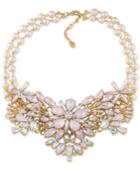 Carolee Gold-tone Crystal And Imitation Pearl Statement Necklace
