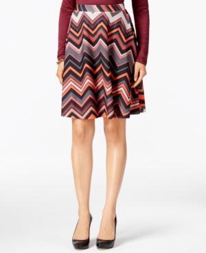 Eci Chevron-print Textured A-line Skirt