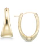 Signature Gold Diamond Accent Curved Hoop Earrings In 14k Gold Over Resin