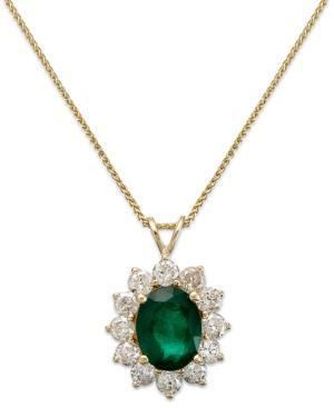 14k Gold Necklace, Emerald (1-3/4 Ct. T.w.) And Diamond (1 Ct. T.w.) Pendant