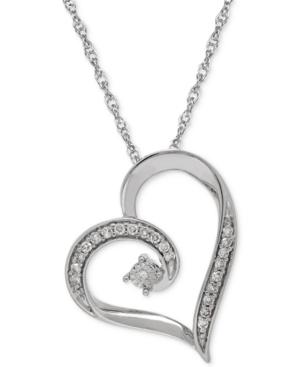 Diamond Heart Pendant Necklace (1/10 Ct. T.w.) In Sterling Silver