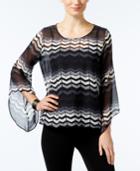 Alfani Printed Angel-sleeve Top, Created For Macy's