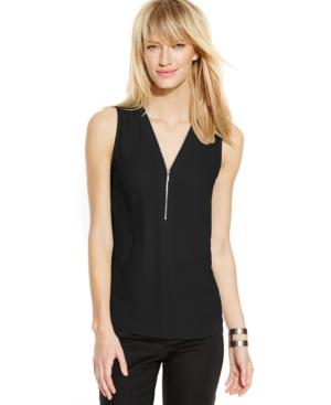 Inc International Concepts Sleeveless Zippered Knit-back Top