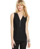 Inc International Concepts Sleeveless Zippered Knit-back Top