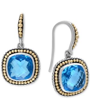 Effy Blue Topaz (11-9/10 Ct. T.w.) Drop Earrings In Sterling Silver With 18k Gold Accents