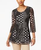 Jm Collection Patchwork-print Top, Only At Macy's