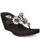 Yellow Box Catherine Jeweled Platform Wedge Thong Sandals Women's Shoes
