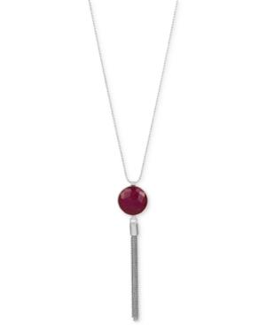 Kenneth Cole New York Silver-tone Berry Stone Lariat Necklace