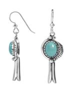 American West Turquoise Squash Blossom Earrings In Sterling Silver