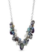 Catherine Malandrino Women's Multicolored Rhinestone Silver-tone Cluster-style Chain Necklace