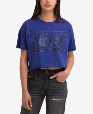Jordache Juniors' Kimberly Logo Graphic Cropped T-shirt