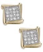 Diamond Accent Square Stud Earrings In 10k White, Yellow Or Rose Gold