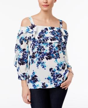 Nydj Ruffled Cold-shoulder Top