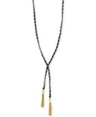 Bcbgeneration Gold-tone Faux Suede And Fringe Tassel Y-necklace