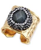 Paul & Pitu Naturally Two-tone Labrodorite Hammered Ring