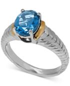 Blue Topaz (2-1/4 Ct. T.w.) Oval Ring In Sterling Silver And 14k Gold