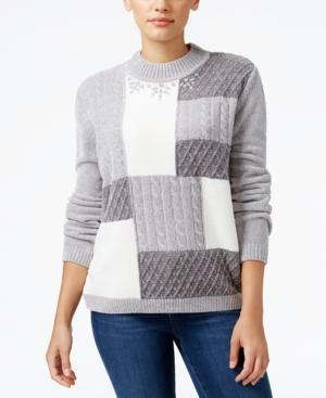 Alfred Dunner Petite Northern Lights Cable-knit Sweater